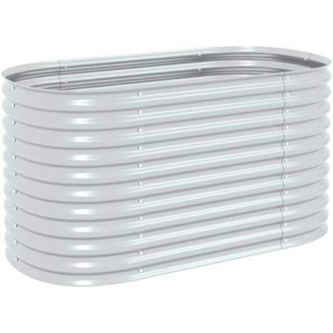 SKM Lit surélevé de jardin 160x80x81 cm Acier galvanisé Argenté (1/5)