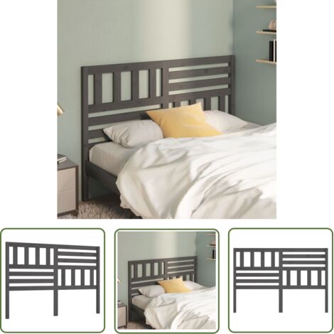 SKM Tête de lit Gris 156x4x100 cm Bois massif de pin (1/5)