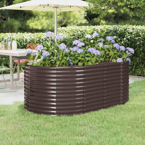 SKM Jardinière de jardin Acier enduit poudre 175x100x68 cm Marron (1/5)