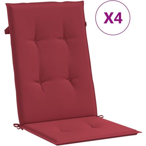 SKM Coussins de chaise de jardin 4 pcs Rouge bordeaux 120x50x3 cm (1/5)