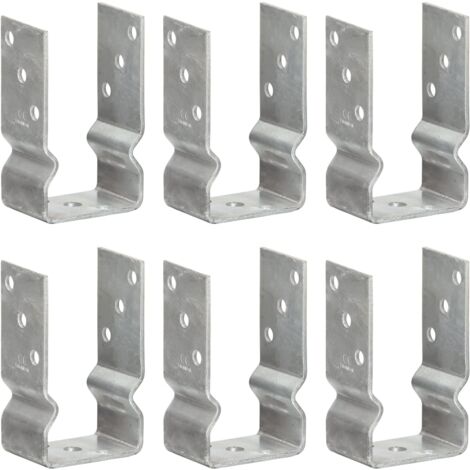 SKM Piquets de clôture 6 pcs Argenté 8x6x15 cm Acier galvanisé (1/5)