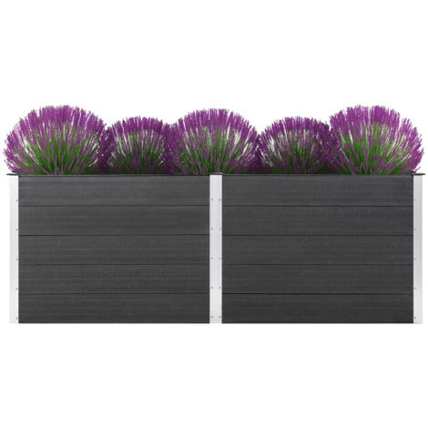 SKM Lit surélevé de jardin 250x100x91 cm WPC Gris (1/5)