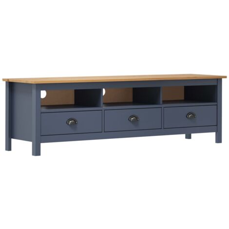SKM Meuble TV Hill Range Gris 158x40x47 cm Bois de pin solide (1/4)