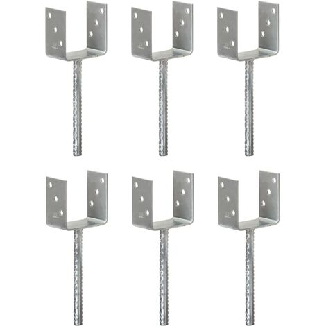 SKM Piquets de clôture 6 pcs Argenté 10x6x30 cm Acier galvanisé (1/5)