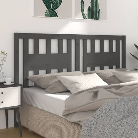 SKM Tête de lit Gris 126x4x100 cm Bois massif de pin (1/5)