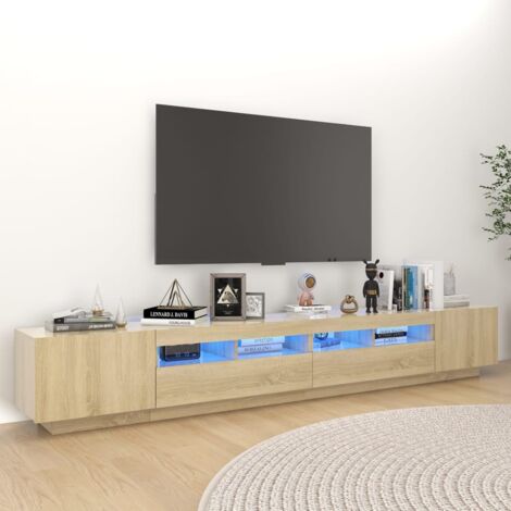 SKM Meuble TV avec lumières LED Chêne sonoma 260x35x40 cm (1/5)