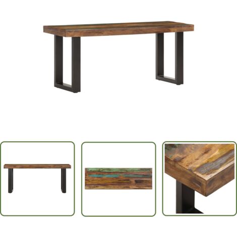 INLIFE Banc 110 cm Bois de récupération solide et acier (1/5)