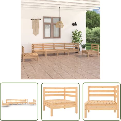 The Living Store Salon de jardin 6 pcs Bois de pin massif - Salon De Jardin - Mobilier De Jardin - Set De Salon De Jardin - Meubles En Bois - Bois De Pin (1/5)