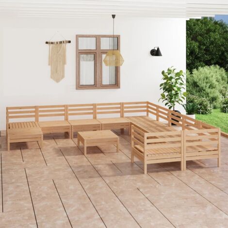 INLIFE Salon de jardin 12 pcs Bois de pin massif (1/5)
