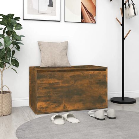 INLIFE Banc d'entrée 80x40x45 cm Chêne fumé Bois d'ingénierie (1/5)