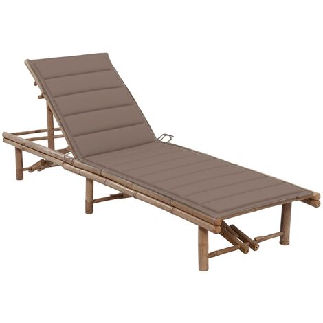 INLIFE Chaise longue de jardin avec coussin Bambou (1/5)