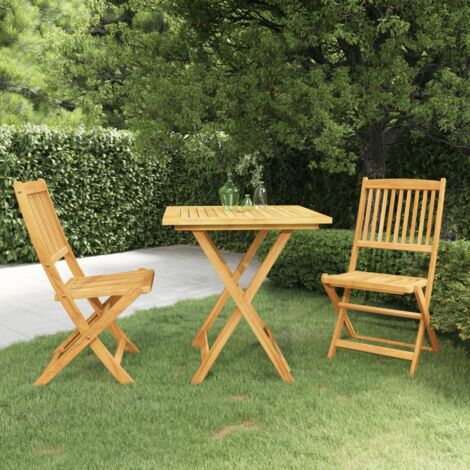 INLIFE Mobilier à dîner de jardin pliable 3 pcs Bois d'acacia solide (1/5)