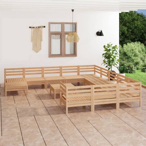 INLIFE Salon de jardin 13 pcs Bois de pin massif (1/5)