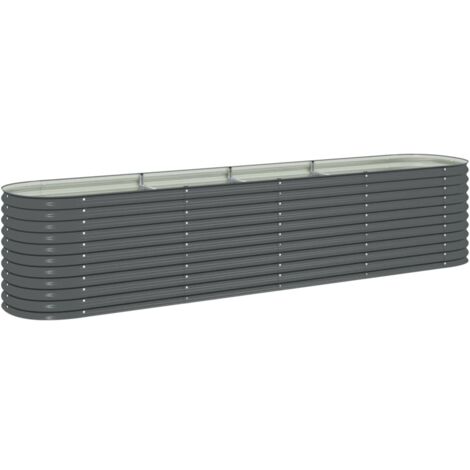 INLIFE Lit surélevé de jardin 400x80x81 cm Acier galvanisé Gris (1/5)