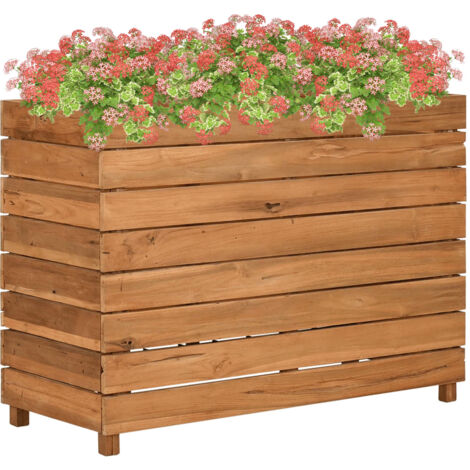 INLIFE Lit surélevé 100x40x72 cm Bois de teck recyclé et acier (1/5)