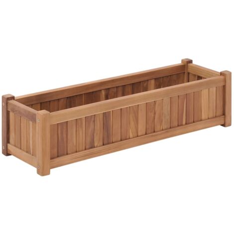 INLIFE Lit surélevé 100x30x25 cm Bois de teck solide (1/5)