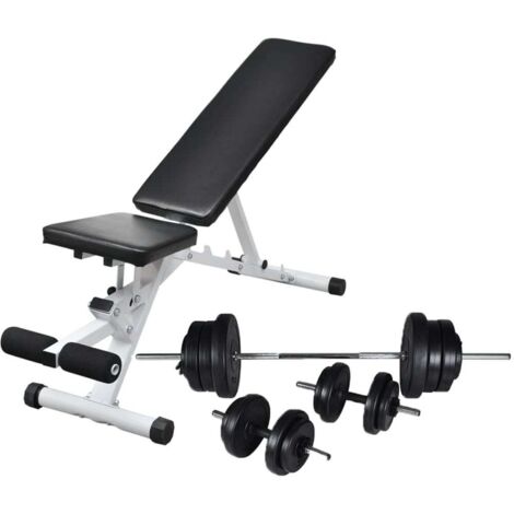 Banc d'entraînement avec jeu d'haltères et de disques de poids 60,5 kg - The Living Store (1/5)