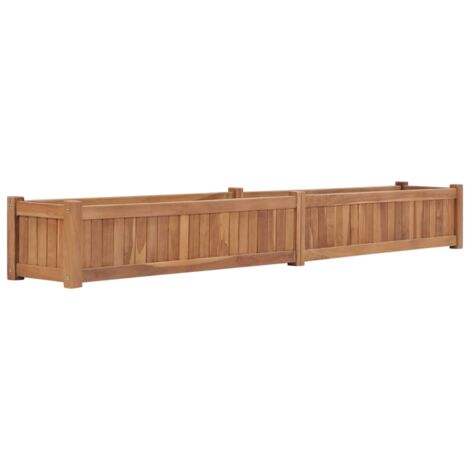 INLIFE Lit surélevé 200x30x25 cm Bois de teck solide (1/5)
