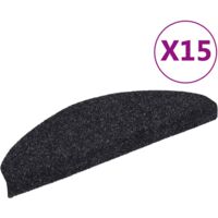 INLIFE Tapis d'escalier auto-adhésif Poinçon aiguilleté 15 pcs Noir