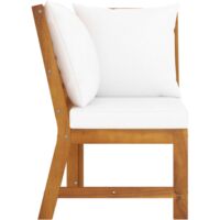 INLIFE Canapé d'angle sectionnel et coussin crème Bois d'acacia massif