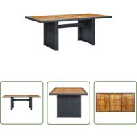 INLIFE Table de jardin Gris foncé Résine tressée et bois d'acacia