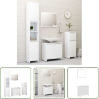 INLIFE Ensemble de meubles de salle de bain 4 pcs Blanc Aggloméré