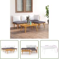 The Living Store Salon de jardin 5 pcs avec coussins Bois d'acacia solide - Salon De Jardin - Meuble De Jardin - Mobilier De Jardin - Set De Salon De Jardin - Ameublement De Jardin
