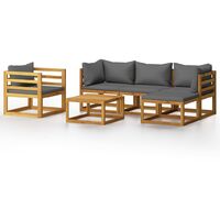 INLIFE Salon de jardin 6 pcs avec coussin Bois d'acacia solide