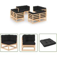 The Living Store Salon de jardin 8 pcs avec coussins Bois de pin massif - Salon De Jardin - Mobilier De Jardin - Set De Salon De Jardin - Meubles En Bois - Bois De Pin
