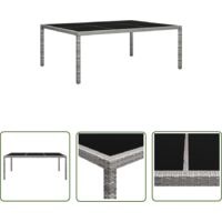 INLIFE Table à dîner d'extérieur Gris 200x150x74 cm Résine tressée