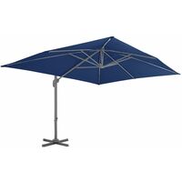 INLIFE Parasol déporté avec mât en aluminium 4x3 m Bleu azuré