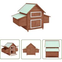 INLIFE Poulailler Moka et blanc 152x96x110 cm Bois de sapin massif