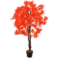 Prolenta Premium – Plante artificielle érable 120 cm – Pot rouge inclus – 300 feuilles pour un aspect réaliste – Décoration intérieure durable