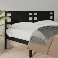 SKM Tête de lit Noir 146x4x100 cm Bois massif de pin
