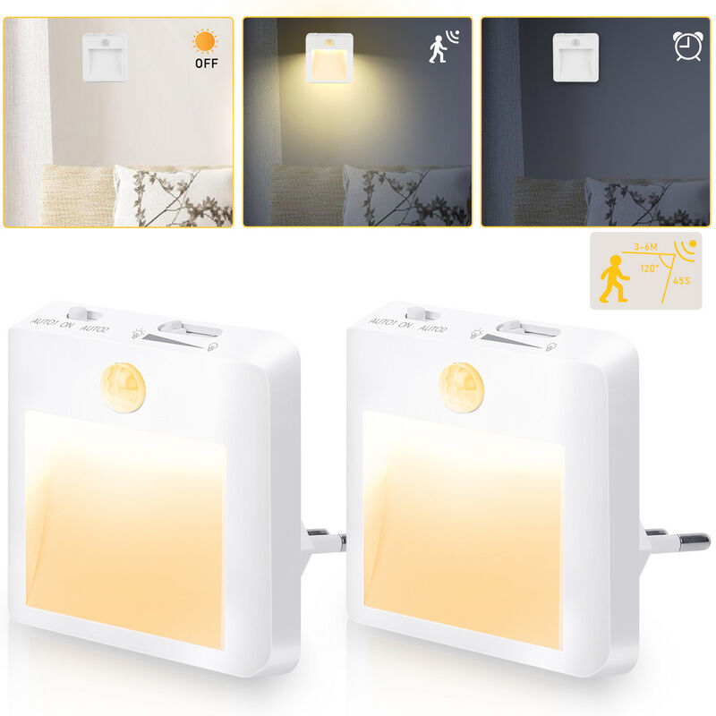 Veilleuse LED avec détecteur de mouvement, lumières blanches chaudes à piles,  éclairage de placard avec adhésif pour chambres d'enfants, chambres,  escaliers, couloirs (4 pièces),(blanc)-BISBISOUS