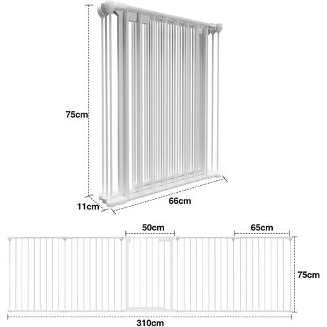 VINGO Barrière de sécurité Cheminée XL 310cm Pare-feu Sécurité Enfant  Fixation murale 5 Éléments acier，Blanc