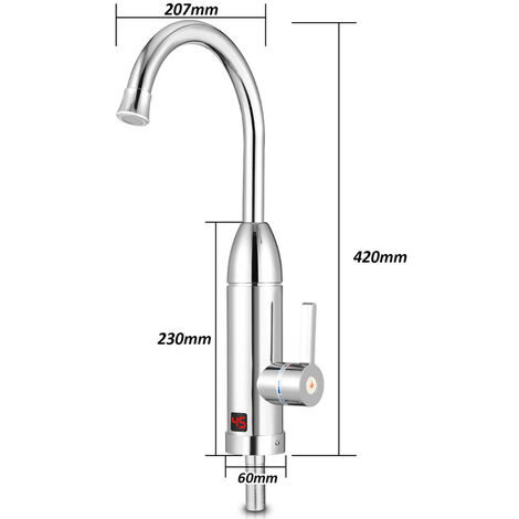 VINGO Robinet Chauffe Eau Instantané Electrique 220V 3000W Robinet Chauffant  De La Température LED Pour Cuisine