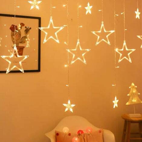 VINGO Guirlande lumineuse LED Étoiles Rideau lumineux Décoration Filet lumineux Extérieur Intérieur Fête Noël Jardin IP44 Blanc chaud