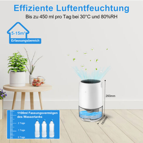 VINGO Déshumidificateur d'air, 450 ml/jour, Déshumidificateurs