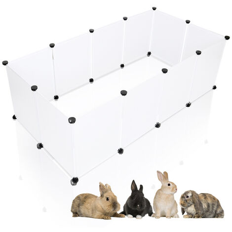 VINGO Enclos Cage 12Pcs 35x45cm Parc pour petits animaux Clôture modulaire DIY Clôture assemblage facile Blanc