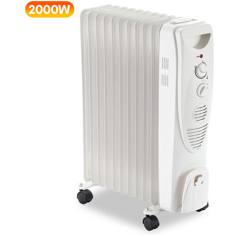 GOPLUS Radiateur à Bain d'Huile 2500W, Chauffage Efficace Silencieux, 11  éléments, Thermostat Réglable, 3 Niveaux