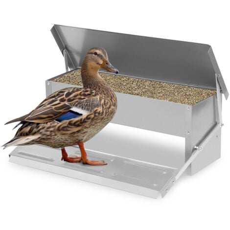 VINGO Mangeoire XL pour poules distributeur automatique à pédale en acier 5 kg