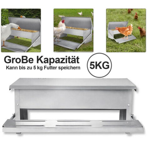 VINGO Mangeoire XL pour poules distributeur automatique à pédale en acier 5 kg