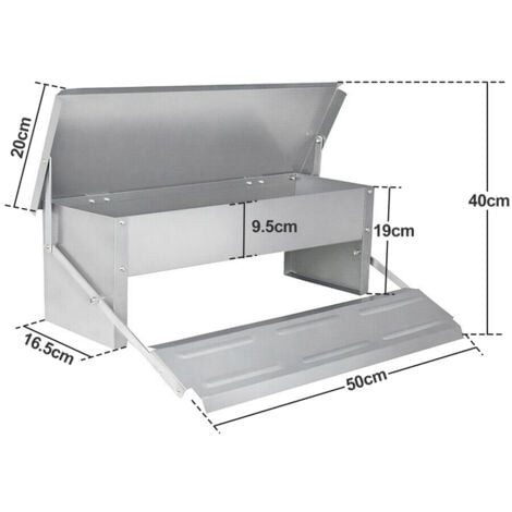 VINGO Mangeoire XL pour poules distributeur automatique à pédale en acier 5 kg