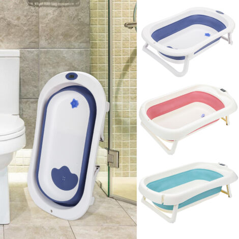 Sinbide Baignoire Bébé Pliable Avec Thermomètre Et Coussin - Compacte, Antidérapante Et Sécurisée | 0-24 Mois