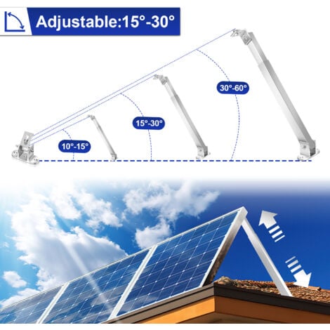Support pour panneau solaire PV 15-30°Réglable Support panneau pour montage sol Support Fixation Panneau solaire