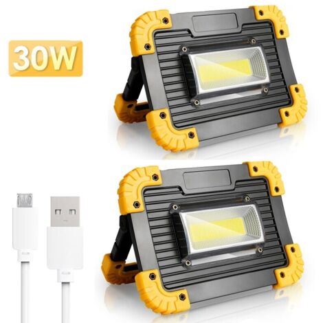 Projecteur LED Camping 10000LM - Lampe Torche Rechargeable USB, Noir, COB + LED