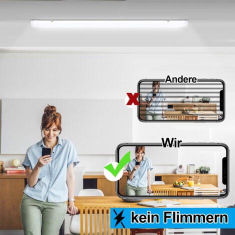 VINGO Réglette LED extra plate Line Luminaire LED étanche tubes LED interconnectable traversante Blanc Neutre IP65 Plafonnier LED 48W 150cm