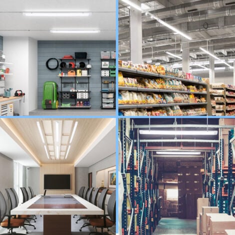 VINGO Réglette LED extra plate Line Luminaire LED étanche tubes LED interconnectable traversante Blanc Neutre IP65 Plafonnier LED 48W 150cm