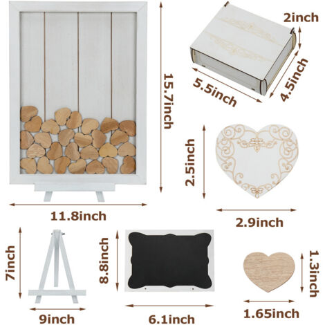 Livre D'or Mariage Avec Cœurs Bois - Cadre Arbre 32x30cm + 100 Cœurs - Alternative Originale
